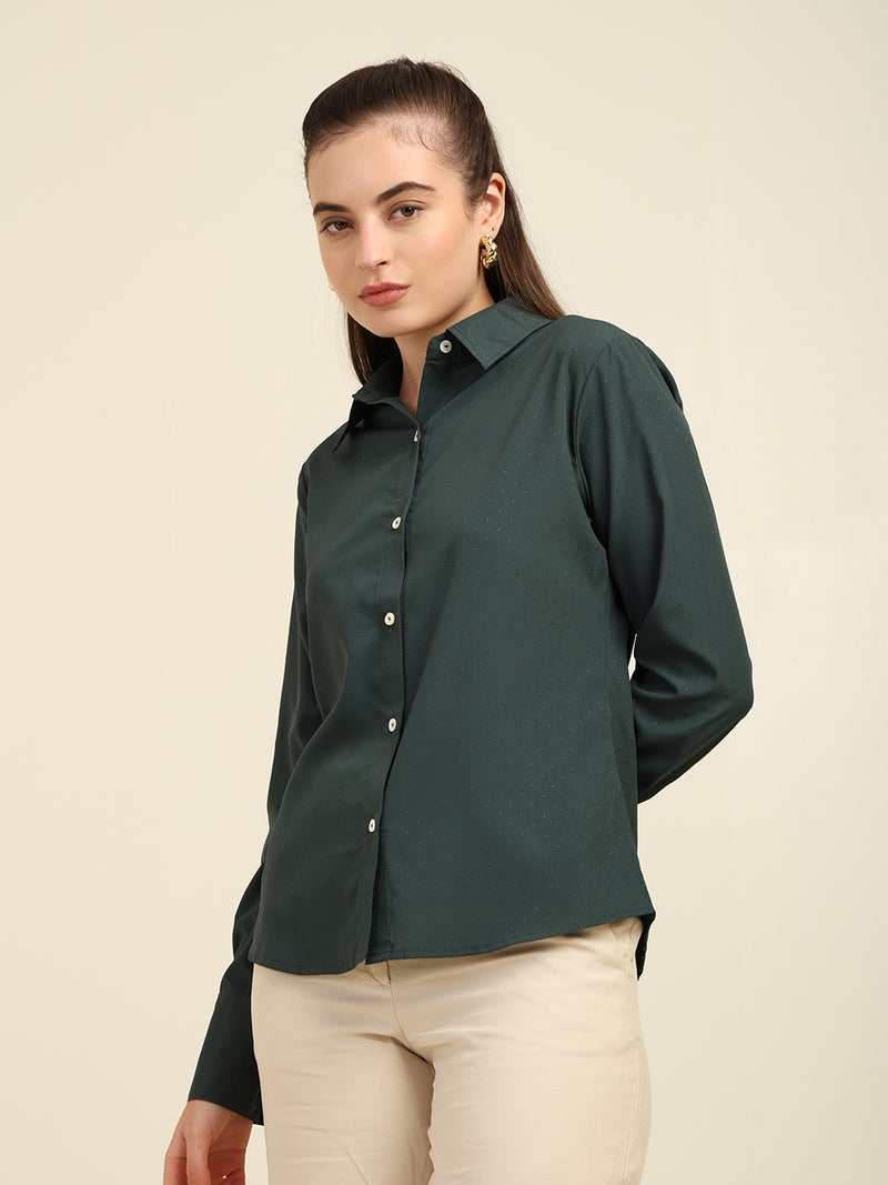 7OUNCE Dobby Solid Color Full Sleeve Shirt for Women - Image 4